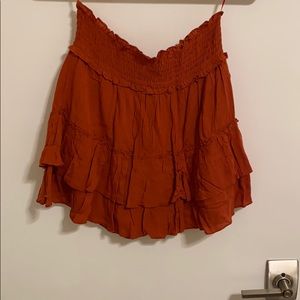 Burnt orange mini frill skirt